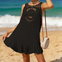 Vestido De Praia De Verão Em Crochê Feito À Mão Com Cores Sólidas Para Mulh