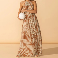 VESTIDO LONGO ALÇA FOLHAGEM