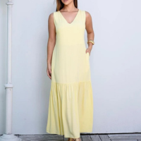 Vestido Longo com Barra Franzida BBonnie Isabelly Amarelo - Amarelo