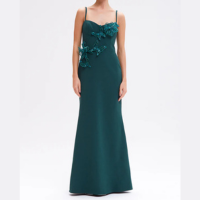 VESTIDO LONGO CREPE MYSTIQUE VERDE ESCURO