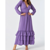 Vestido Longo PKS Decote V Lilás-GG - Lilás