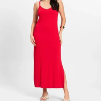 Vestido Midi em Ribana Canelada Rovitex Vermelho - Rovitex Básicos