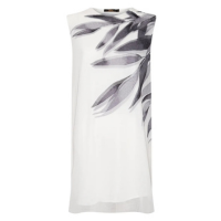 VESTIDO SEM MANGA EM TULE ESTAMPA FOLHAS