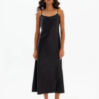 Vestido Slip Super Midi Cetim com Alças My Favorite Things