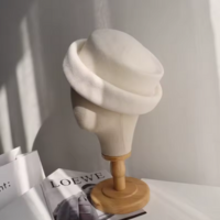 Women Round Concave Top Wool Fedoras British Retro Temperament Felt Beret L