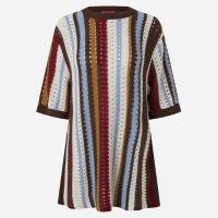 Camiseta Oversized em Tricô com Listras Variadas Multicores