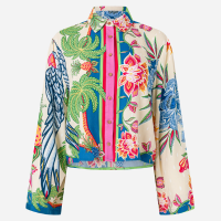 Camisa Curta com Estampa Tropical e Manga Sino Multicores