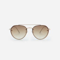 Óculos de Sol Aviador Médio com Ponte Dupla e Lente Degradê Dourado
