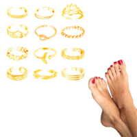 12pçs Anel De Pé Aberto Para Casal De Noivado , Retenção De Cor , Acessório