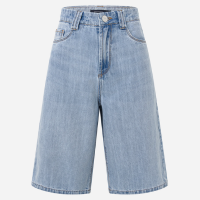 Bermuda Jorts Cintura Alta em Jeans com Bolsos Claro