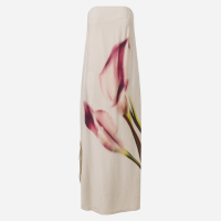 Vestido Midi Tomara que Caia em Crepe com Estampa Floral Bege