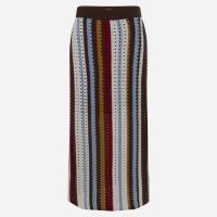 Saia Midi em Tricô com Listras Verticais Multicores