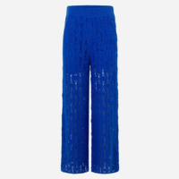 Calça Reta em Tricô Texturizada Azul