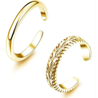 2 PCS Stainless Steel Toe Ring for Women Girls Retro Vintage Design Adjusta