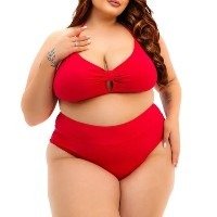 Biquíni Plus Size Encanto Tropical Top Bojo Gota Anel e Calcinha Intermediá