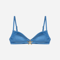 Biquíni Top em Microfibra Brilhante com Lateral Franzida e Aviamento de Est