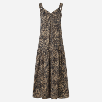 Vestido Evasê Midi em Crepe com Estampa Onla Bicolor