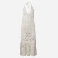 Saída de Praia Vestido Longo em Tricô Frente Única Branco