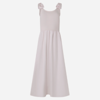 Vestido Midi em Ribana com Laço no Ombro Rosa