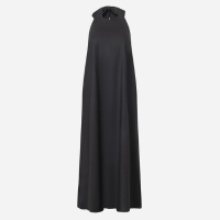 Vestido Evasê em Viscolinho com Amarração de Laço no Pescoço Preto