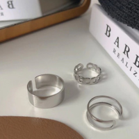 Anéis KIT 3X Prata Ajustáveis Regulável Feminino Blogueira