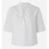 Blusa em Tricoline com Amarração na Gola Padre Off White