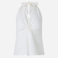 Blusa Frente Única em Tricoline com Decote Franzido Branco