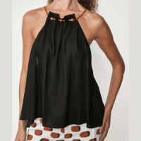 Blusa Halter Com Amarração E Decote Franzido