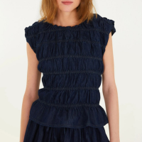 Blusa Jeans Franzida