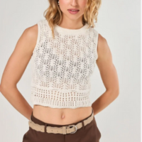 Blusa Regata Crochê Off-White