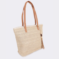 Bolsa de Praia Tote Bag com Detalhes Bege Claro