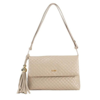 Bolsa Feminino Classe de Couro Tressê Tiracolo Fendi - Bege