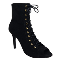 Bota Coturno Feminino,salto Fino Com Zíper Frente Aberta