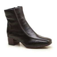 Bota Feminina Em Couro Bico Quadrado Luciana Café Salto Bloco 4.5cm - Ranga