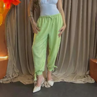 Calça Aladim Feminina Com Bolso Elástico Na Cintura Amarração no Tornozelo