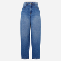 Calça Barrel em Jeans com Bolsos Azul