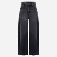 Calça Barrel em Jeans com Pences Preto