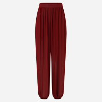 Calça Cenoura em Crepe com Transparência e Cós Reto Bordô