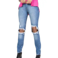 Calça Jeans Destroyed Feminina Cintura Média Lady Rock