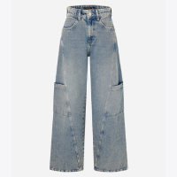 Calça Wide Leg em Jeans com Bolsos Laterais Médio