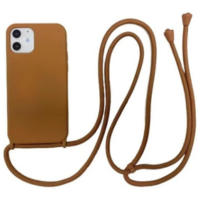 Capa de telefone de silicone com alça de colar crossbody para iPhone 15 14