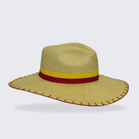 Chapéu Areia Branca UV50+ Bordado Palha Amarelo Único - Palha