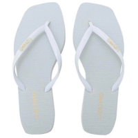 Chinelo Feminino Borracha Quadrado Tiras Dia a Dia - Branco