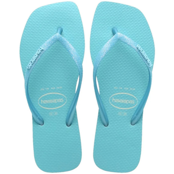 Chinelo Feminino Havaianas Slim Square Glitter Neon Original - Azul Claro+B
