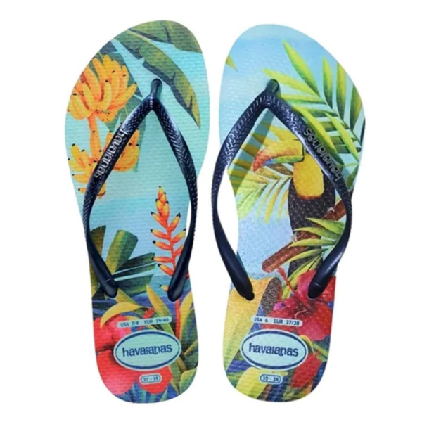Chinelo Havaianas Slim Tropical - Azul - Azul