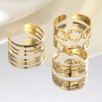 Conjunto De Anel De Dedo Do Pé De Metal Dourado Retrô De 3 Unidades-Acessór