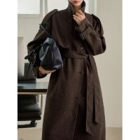 DAZY Casaco Elegante Casual de Negócios Solto Feminino com Gola Padre, Cint