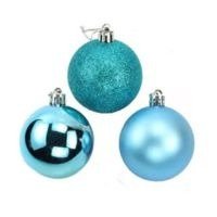 Kit 24 Bolas De Natal Azul Claro 5cm Mista Lisa Fosca Glitter Decoração Árv
