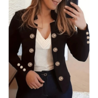 Jaqueta Fina de Manga Longa com Botão para Mulheres, para Primavera e Outon
