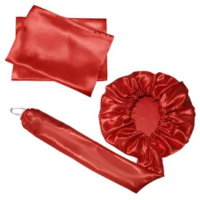 Kit 2 Touca Difusora + 4 Fronha 50x70 Cetim Seda Vermelha - Confecções Elba